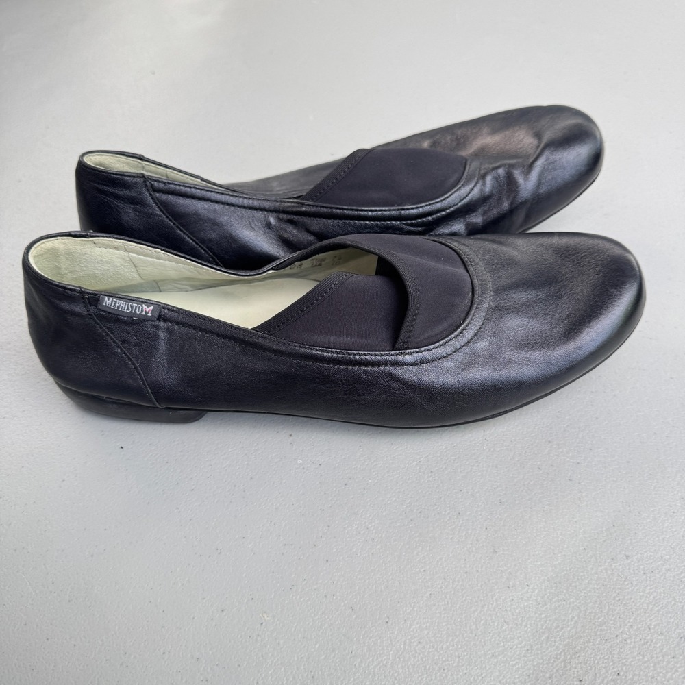 Mephisto Ballet Flats Women's US 10 Black Leather Slip On Comfort Casual Shoes